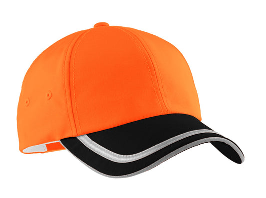 Port Authority Enhanced Visibility Cap.  C836 Safety Orange/ Black