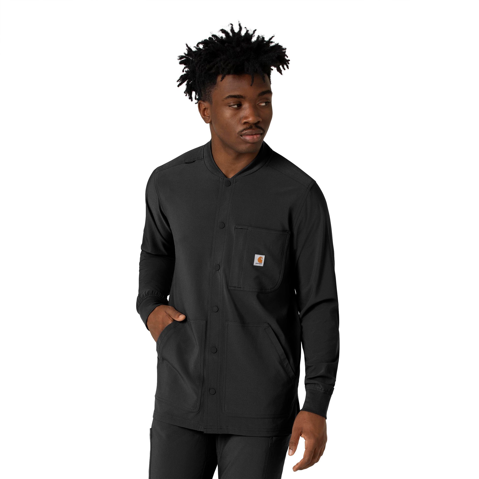 Force Cross-Flex C86210 Men's Shirt Jacket Black Model Image Front | Carhartt