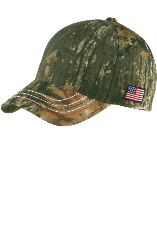 Port Authority Americana Contrast Stitch Camouflage Cap C909 Mossy Oak New Break-Up