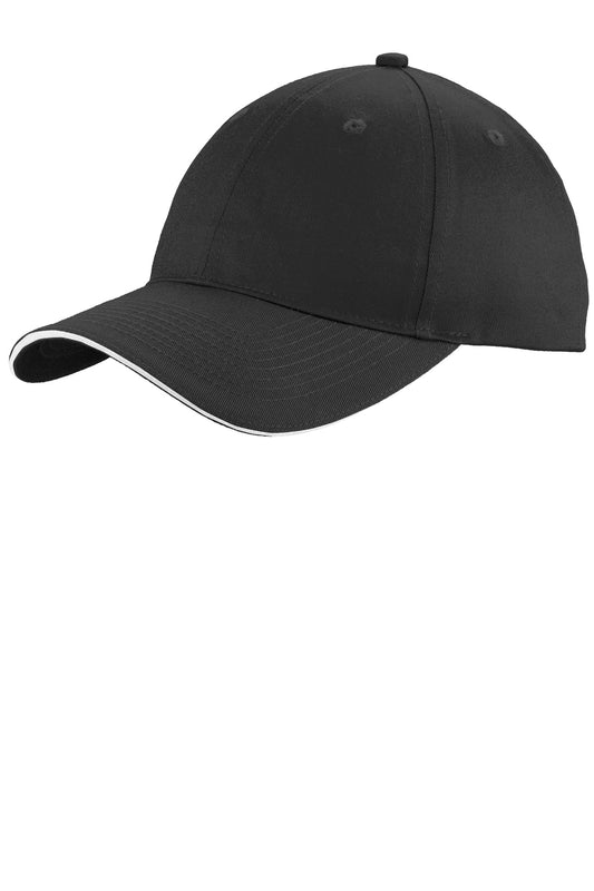 Port Authority Unstructured Sandwich Bill Cap C919 Black/ White