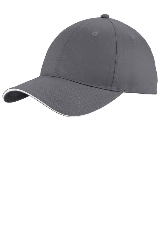 Port Authority Unstructured Sandwich Bill Cap C919 Charcoal/ White