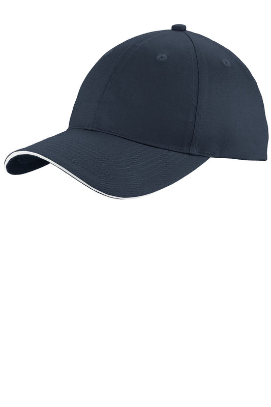 Port Authority Unstructured Sandwich Bill Cap C919 Navy/ White