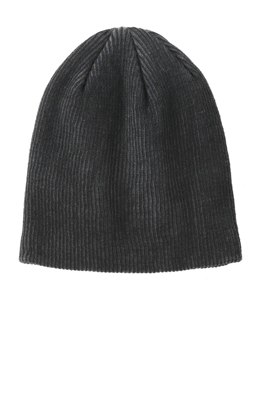 Port Authority Rib Knit Slouch Beanie C935 Black/ Iron Grey