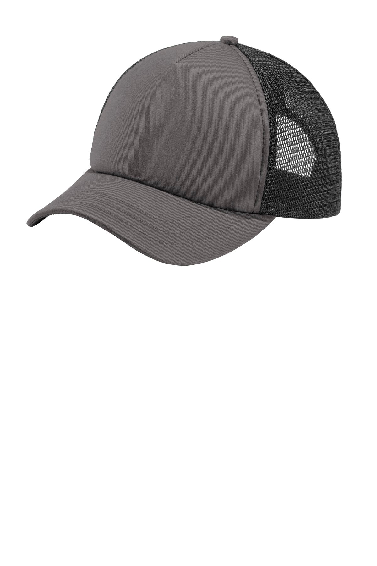 Port Authority 5-Panel Twill Foam Trucker Cap C936 Charcoal/ Black