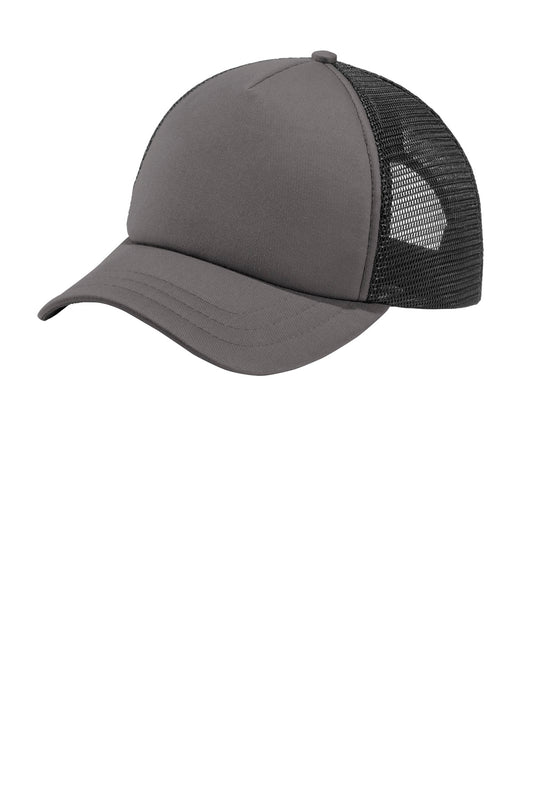 Port Authority 5-Panel Twill Foam Trucker Cap C936 Charcoal/ Black