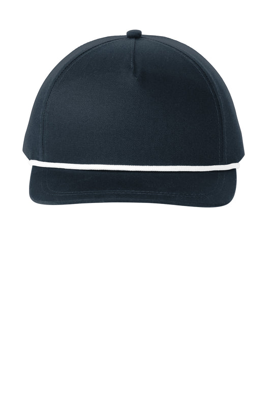 Port Authority Snapback Five-Panel Rope Cap C962 Navy/ White