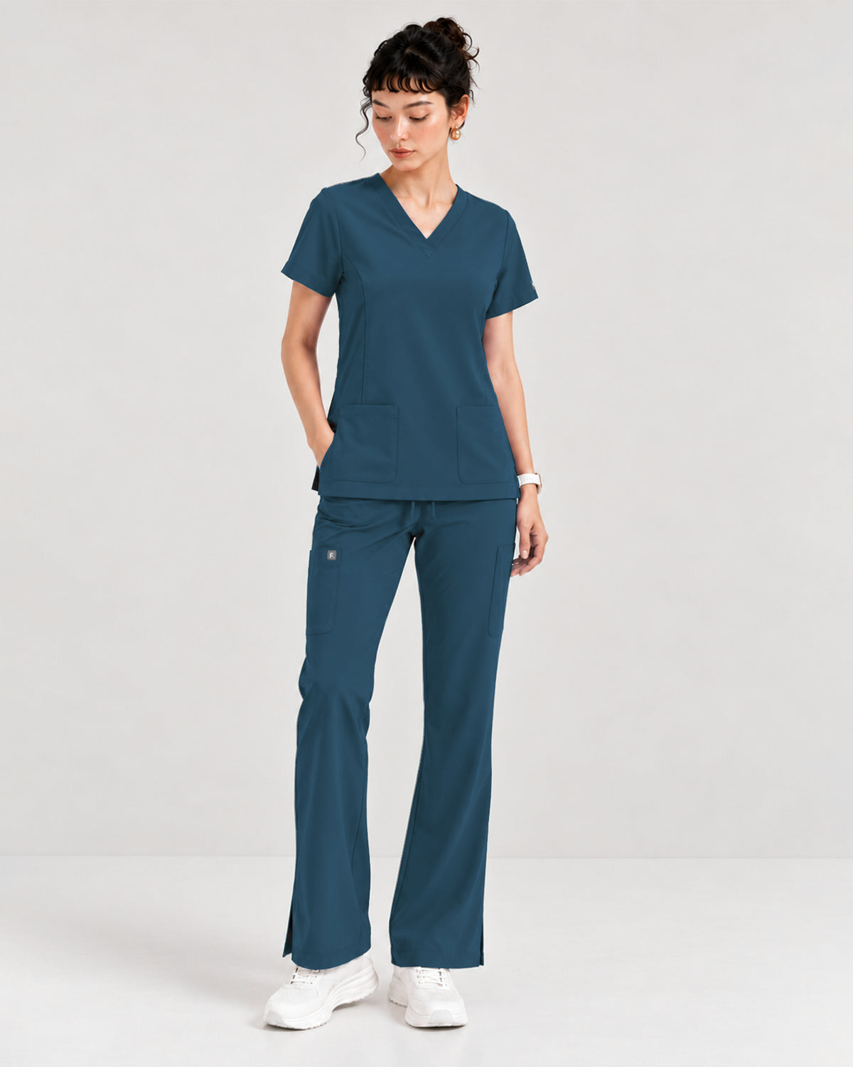Foundry Women's 1005 Quinn 2 Pocket V-Neck Top Caribbean