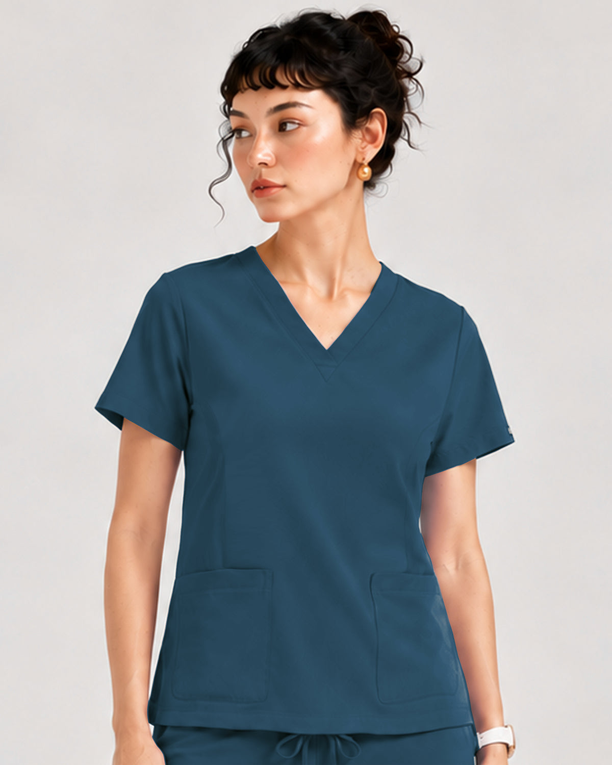 Foundry Women's 1005 Quinn 2 Pocket V-Neck Top Caribbean