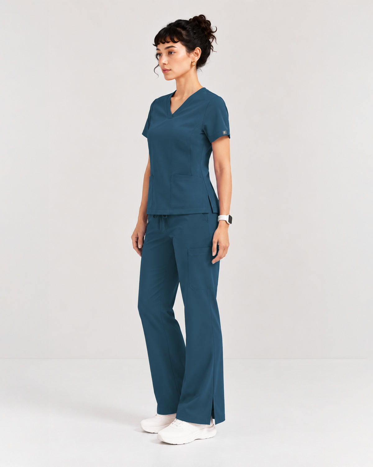 Foundry Women's 1005 Quinn 2 Pocket V-Neck Top Caribbean