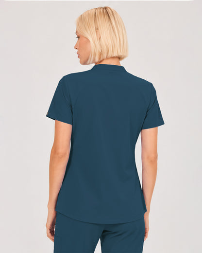 Foundry Women's 1055 Arden 2 Pocket Mandarin Top Caribbean