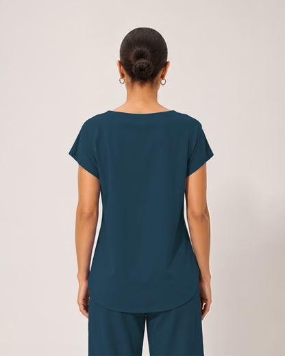Foundry Women's 1215 Rowan 1 Pocket Boat Neck Dolman Top Caribbean