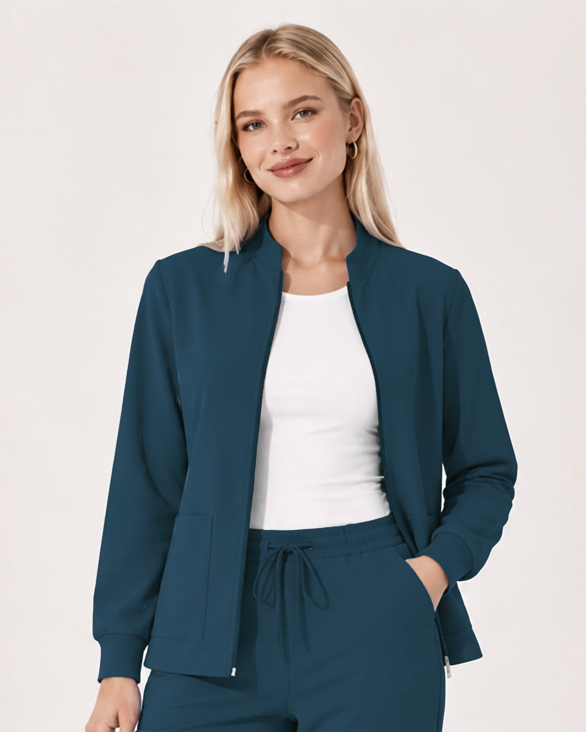 Foundry Women's 6005 Ellis 2 Pocket Scrub Jacket Caribbean
