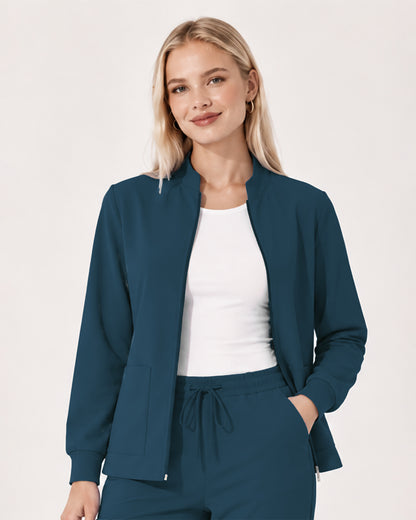 Foundry Women's 6005 Ellis 2 Pocket Scrub Jacket Caribbean