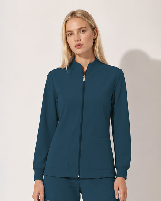 Foundry Women's 6005 Ellis 2 Pocket Scrub Jacket Caribbean