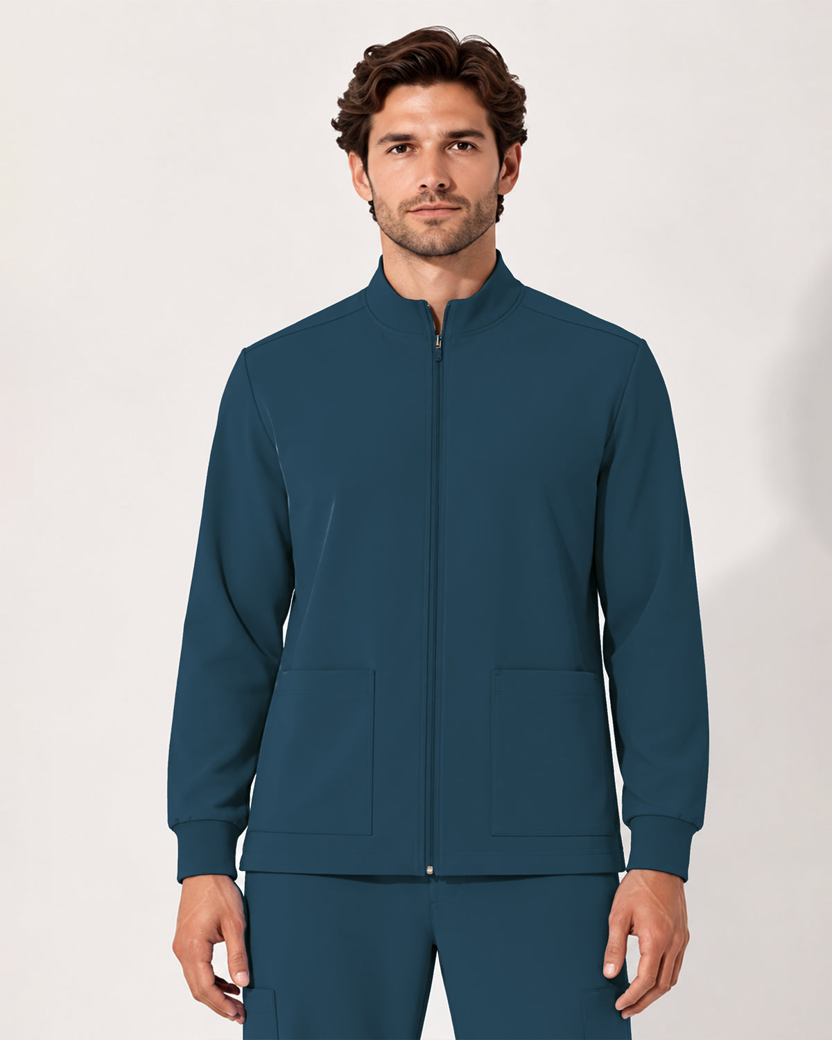 Foundry Men's 6505 Slate Men'S 2 Pocket Scrub Jacket Caribbean