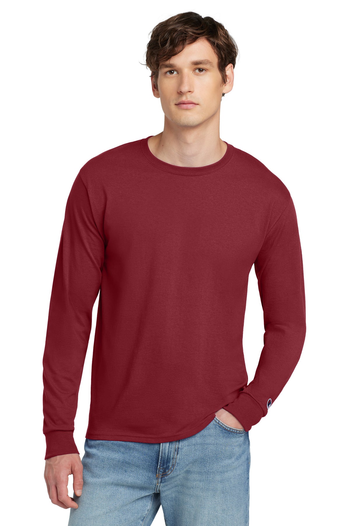 Champion Jersey Long Sleeve Tee CC8C Cardinal