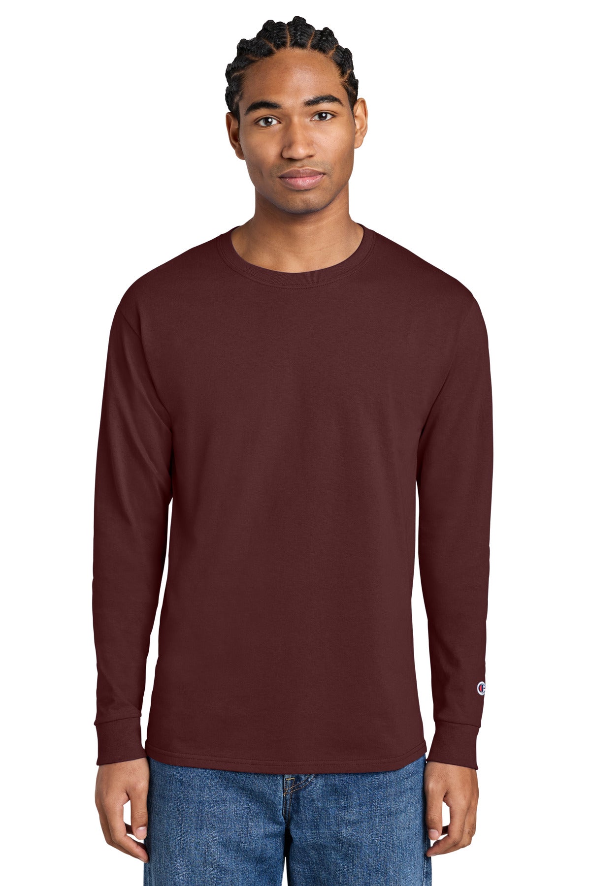Champion Jersey Long Sleeve Tee CC8C Maroon