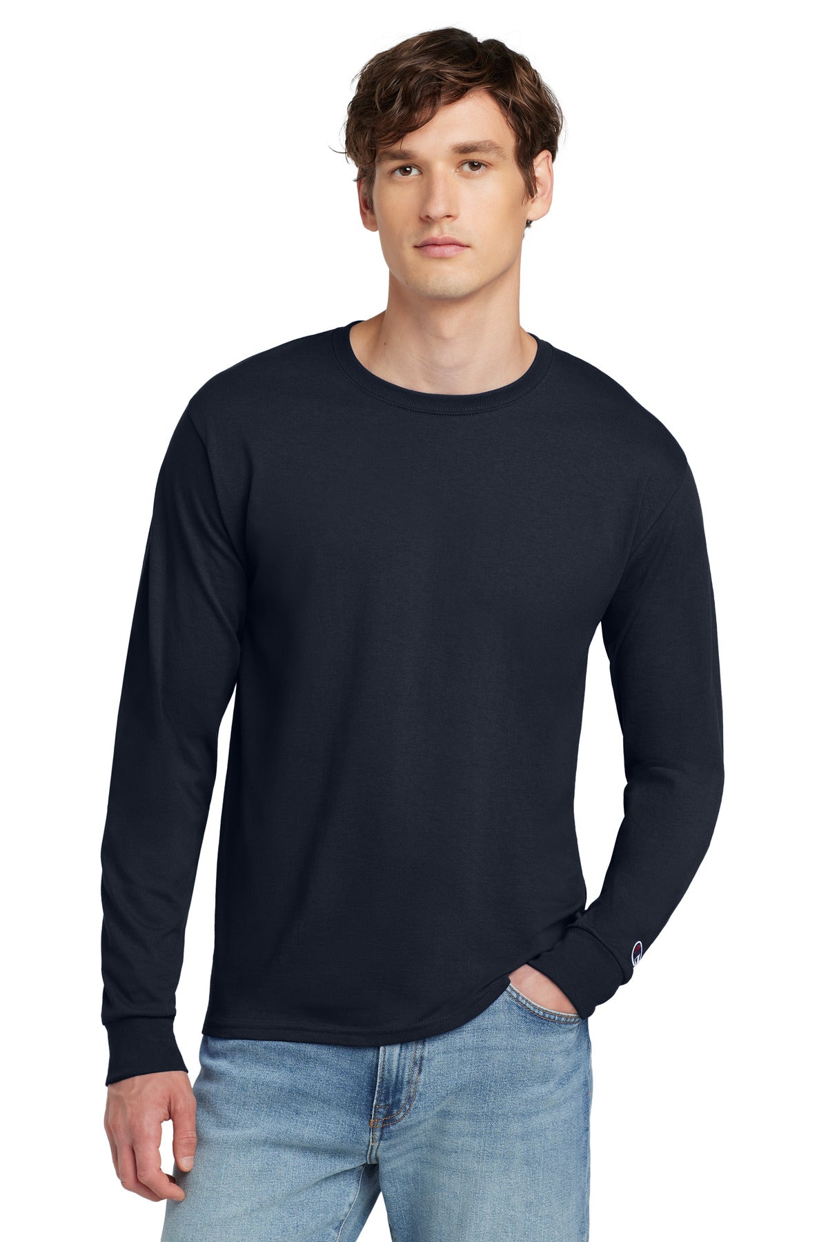 Champion Heritage 52-Oz Jersey Long Sleeve Tee CC8C Navy