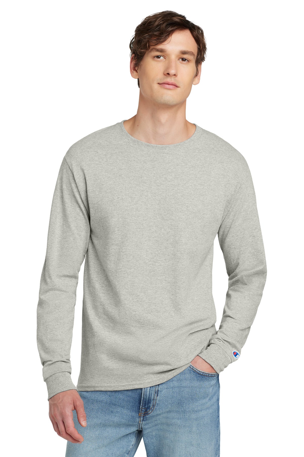 Champion Jersey Long Sleeve Tee CC8C Oxford Grey
