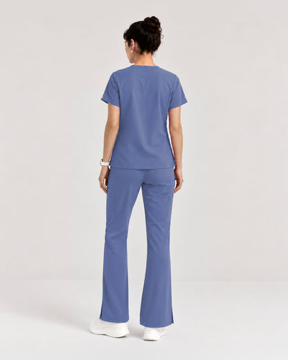 Foundry Women's 1005 Quinn 2 Pocket V-Neck Top Ceil Blue