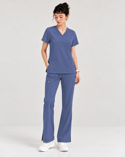Foundry Women's 1005 Quinn 2 Pocket V-Neck Top Ceil Blue