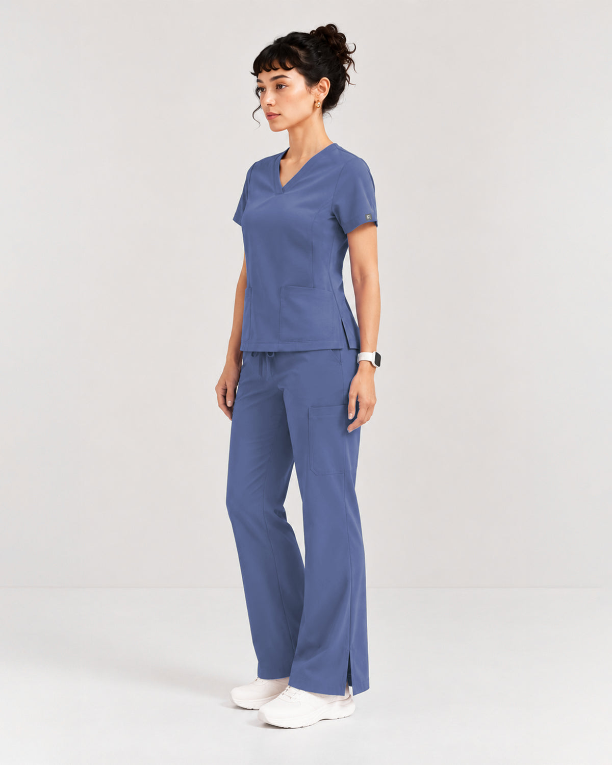 Foundry Women's 1005 Quinn 2 Pocket V-Neck Top Ceil Blue