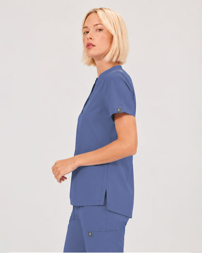 Foundry Women's 1055 Arden 2 Pocket Mandarin Top Ceil Blue