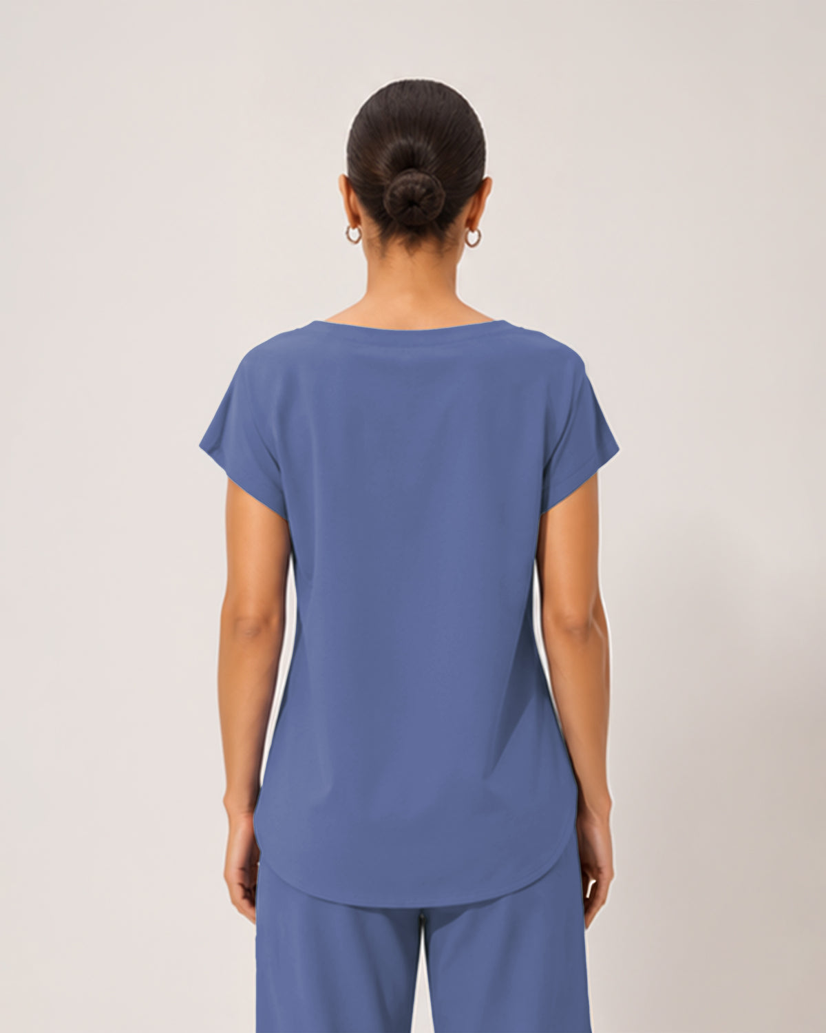 Foundry Women's 1215 Rowan 1 Pocket Boat Neck Dolman Top Ceil Blue