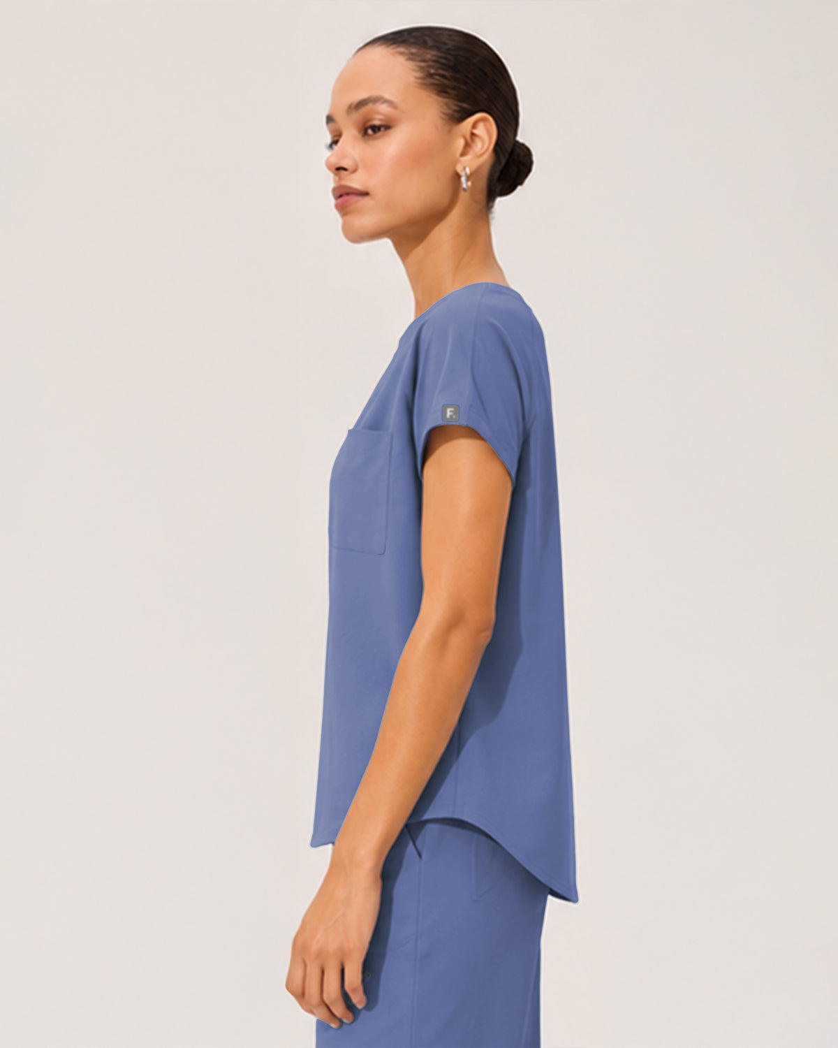 Foundry Women's 1215 Rowan 1 Pocket Boat Neck Dolman Top Ceil Blue