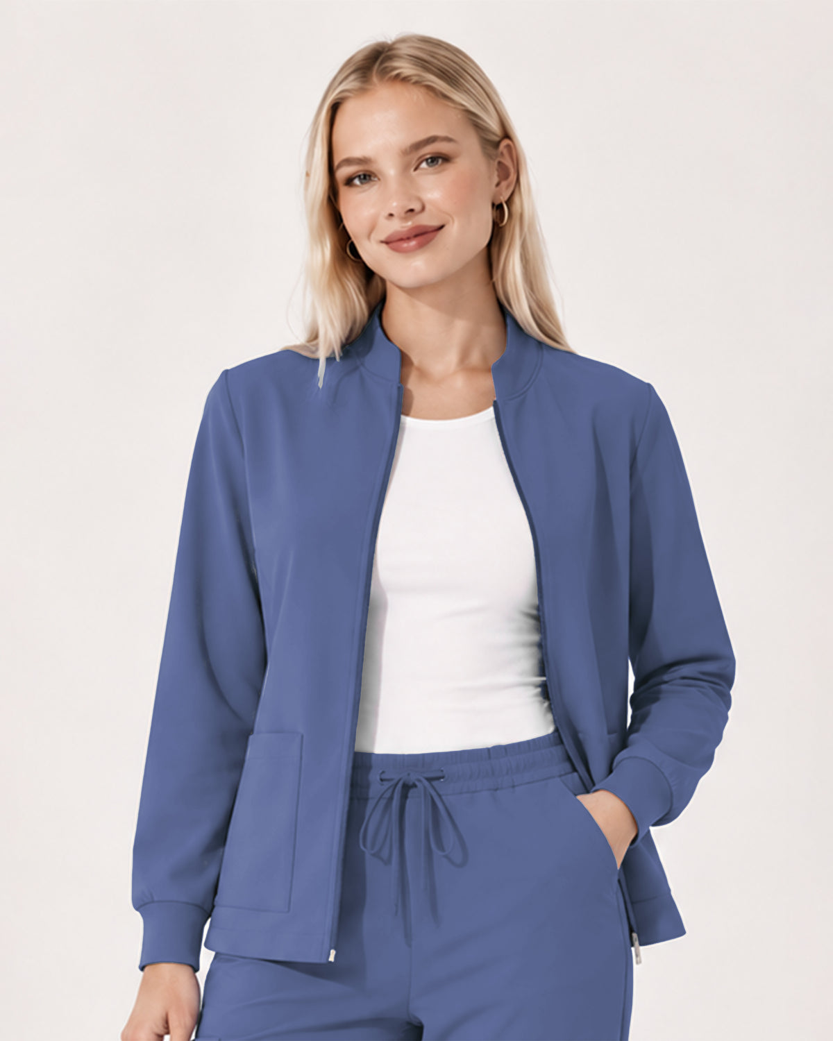 Foundry Women's 6005 Ellis 2 Pocket Scrub Jacket Ceil Blue