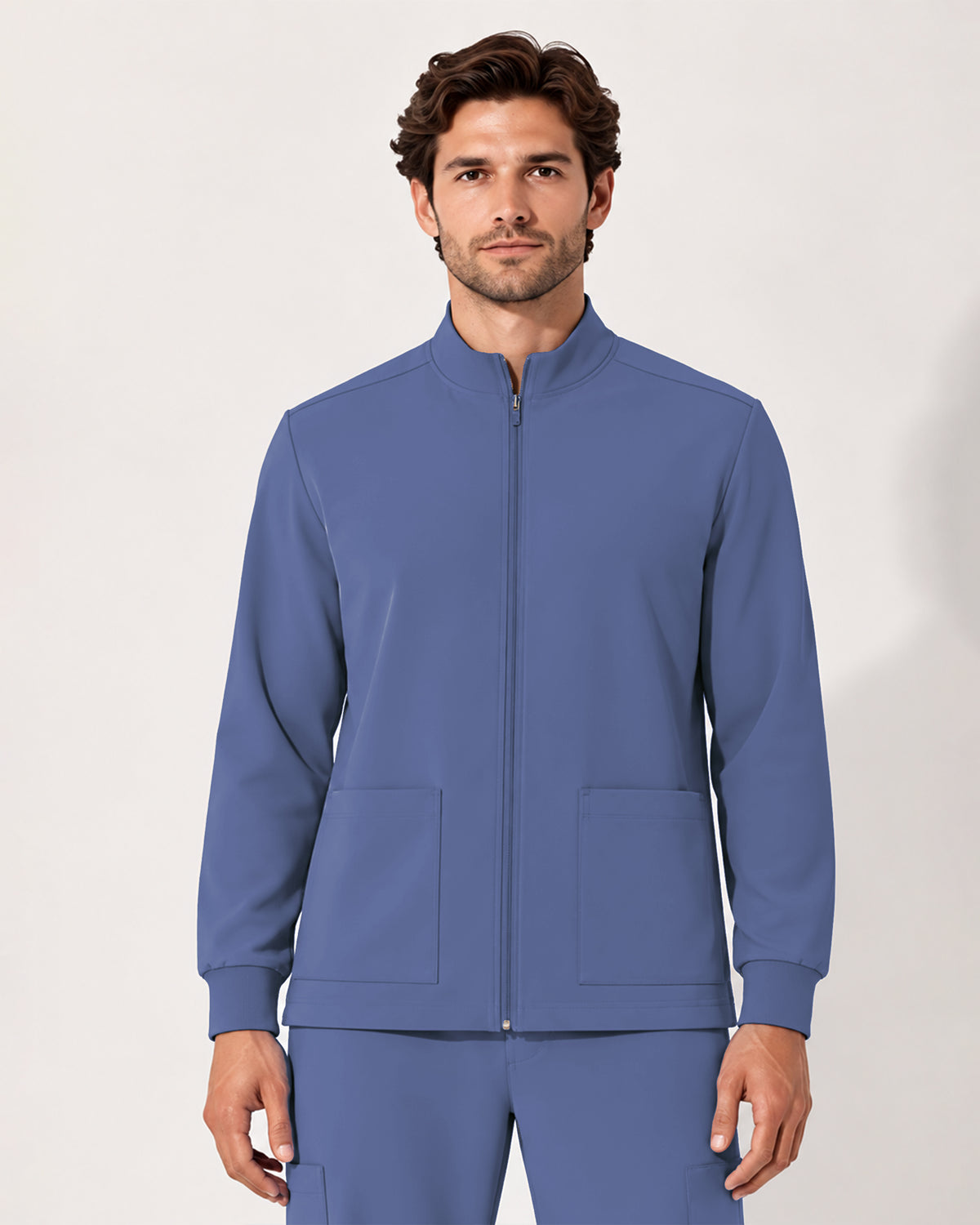 Foundry Men's 6505 Slate Men'S 2 Pocket Scrub Jacket Ceil Blue