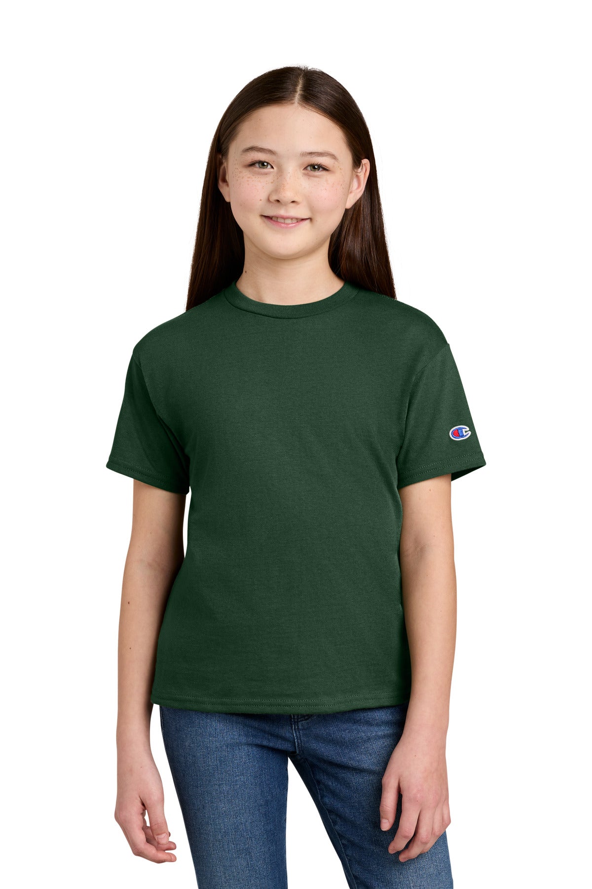 Champion Youth Jersey Short Sleeve Tee CH1081 Dark Green