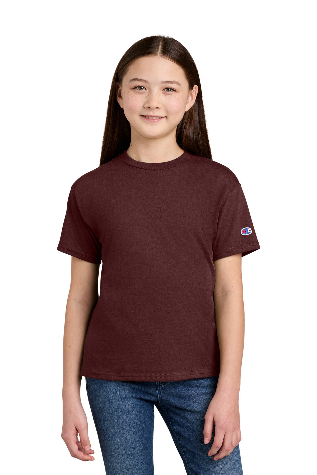 Champion Youth Jersey Short Sleeve Tee CH1081 Maroon