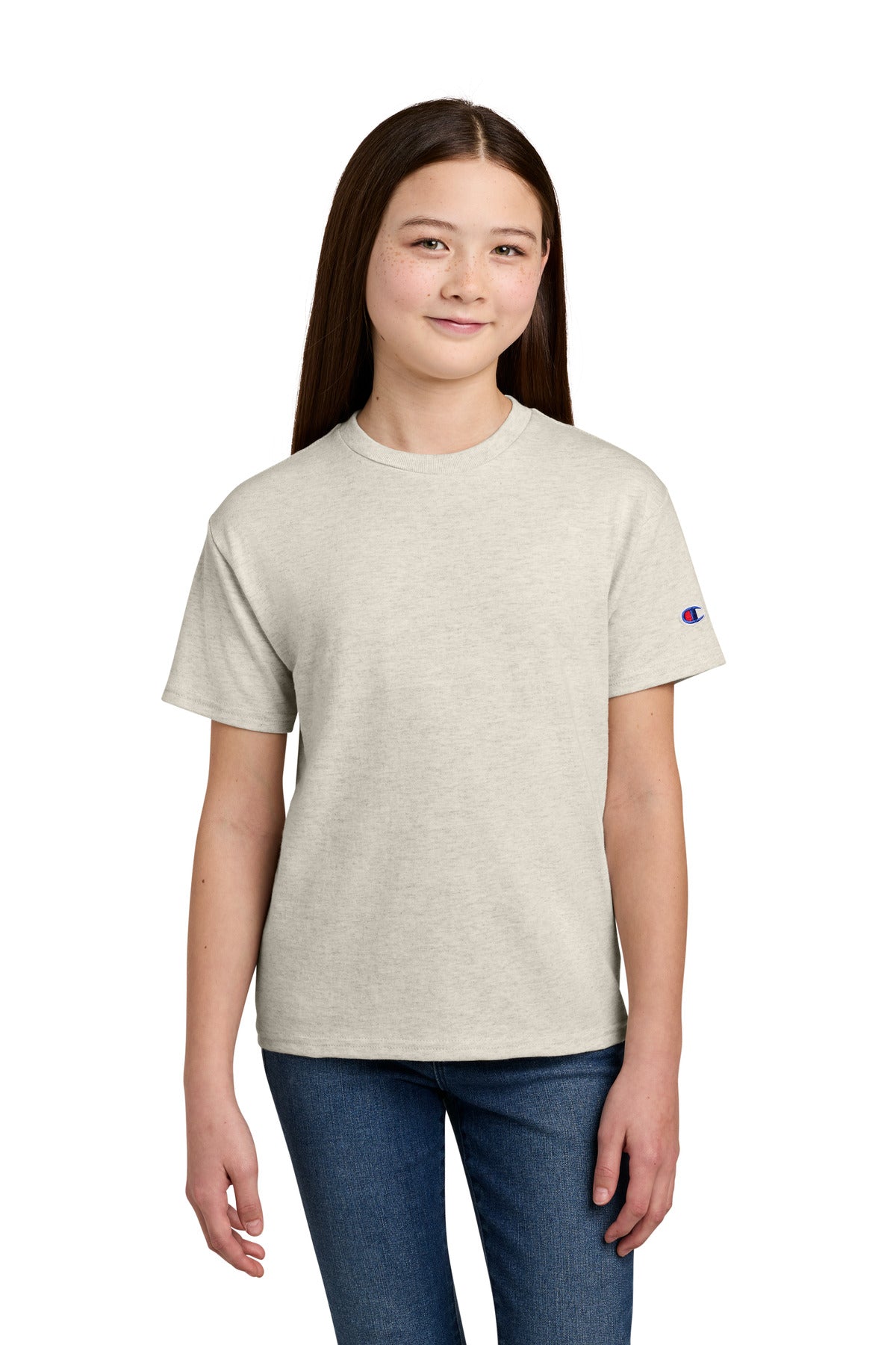 Champion Youth Jersey Short Sleeve Tee CH1081 Oatmeal Heather