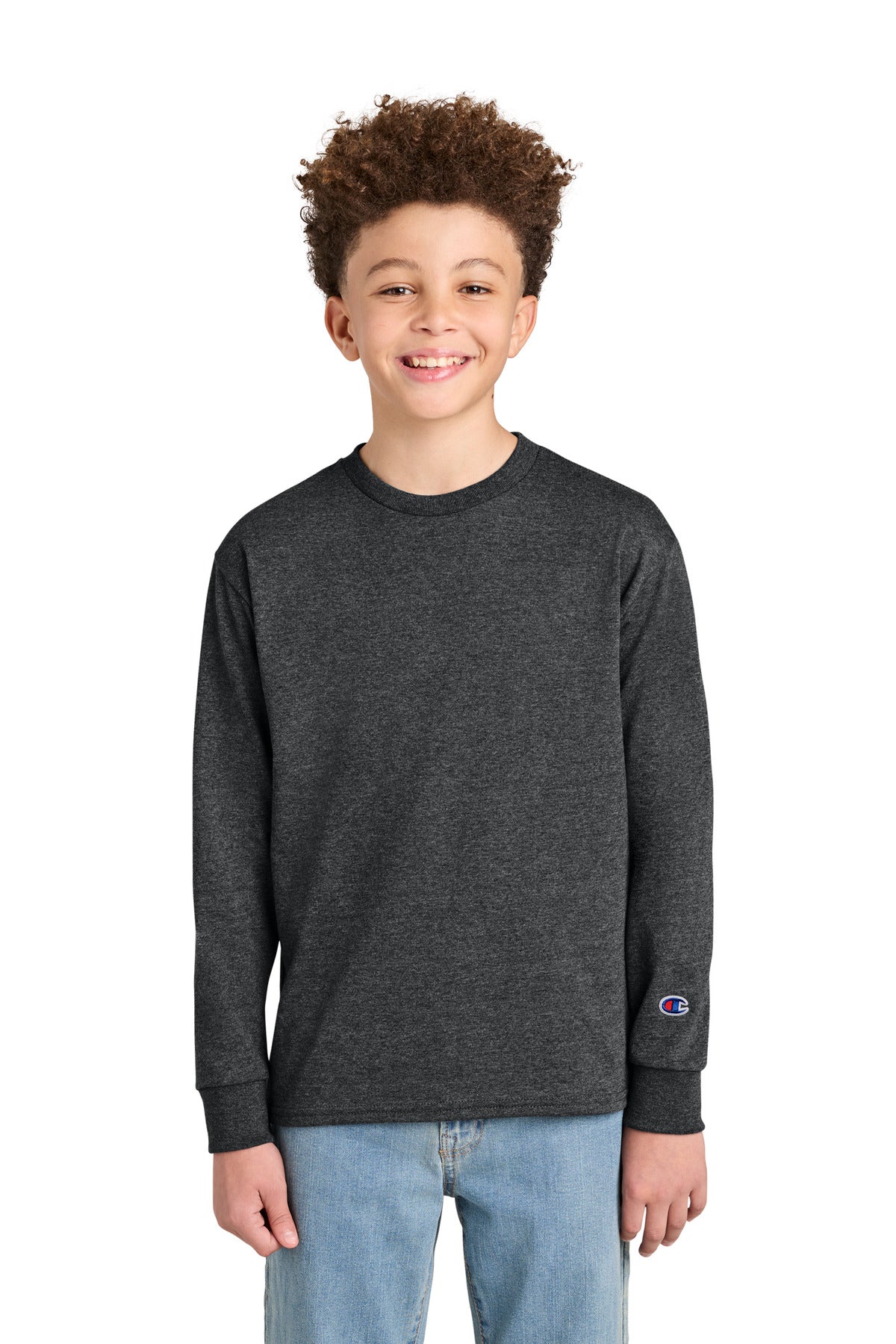 Champion Youth Jersey Long Sleeve Tee CH1751 Charcoal Heather