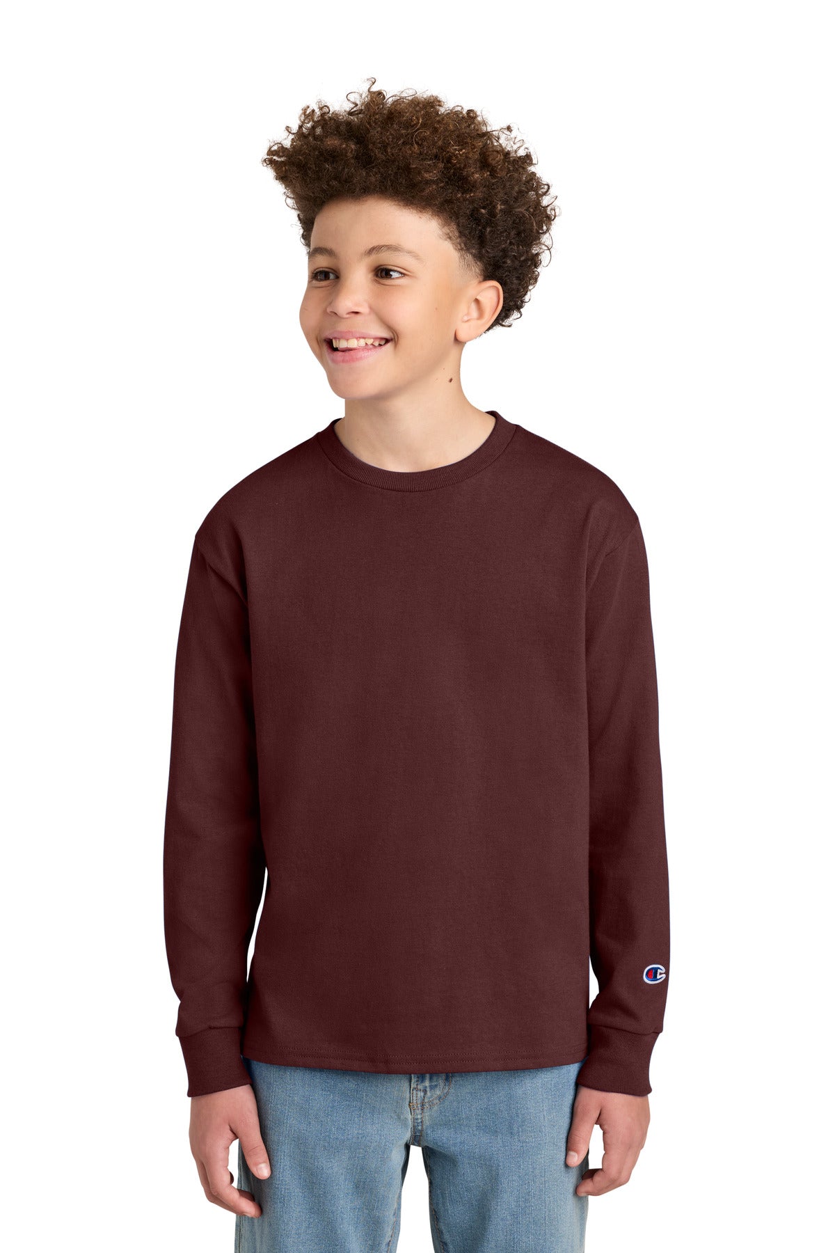 Champion Youth Jersey Long Sleeve Tee CH1751 Maroon