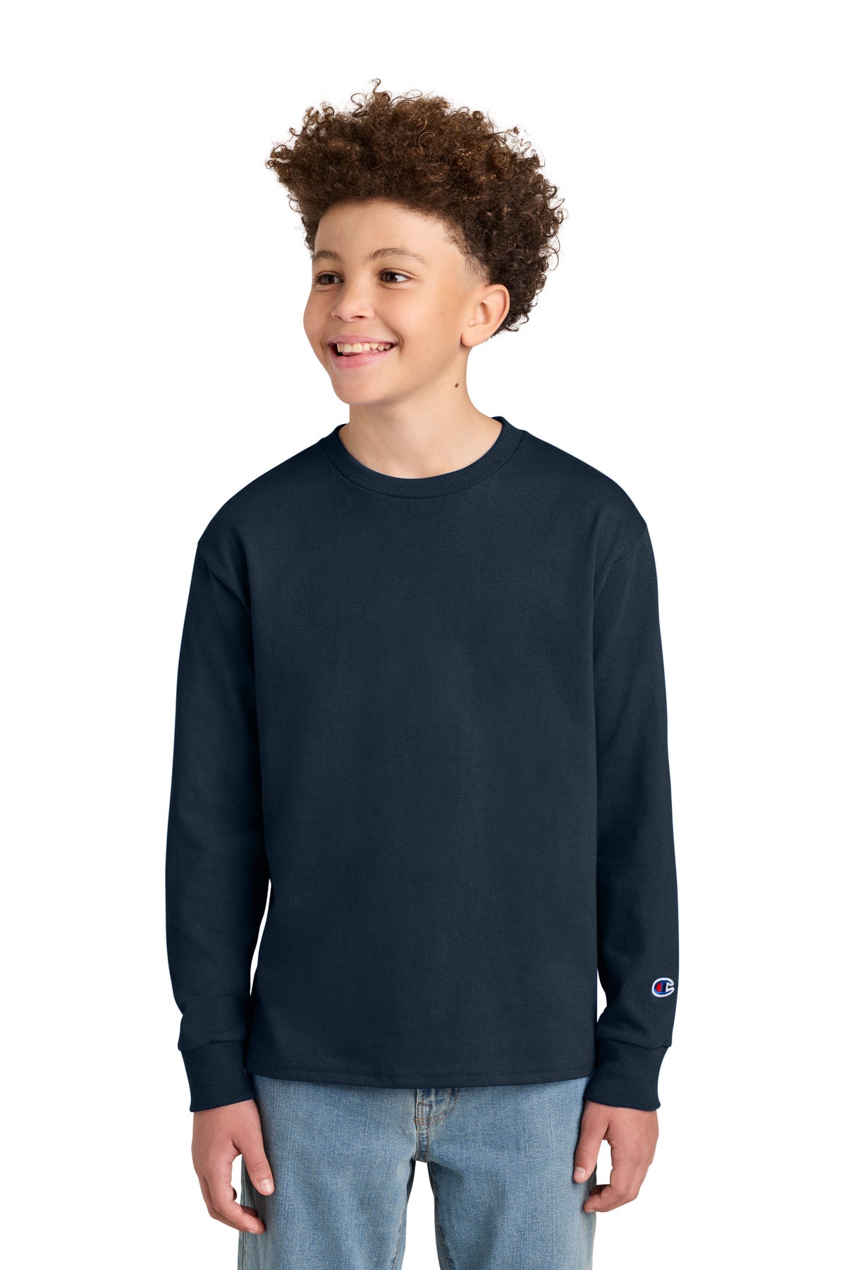 Champion Youth Jersey Long Sleeve Tee CH1751 Navy