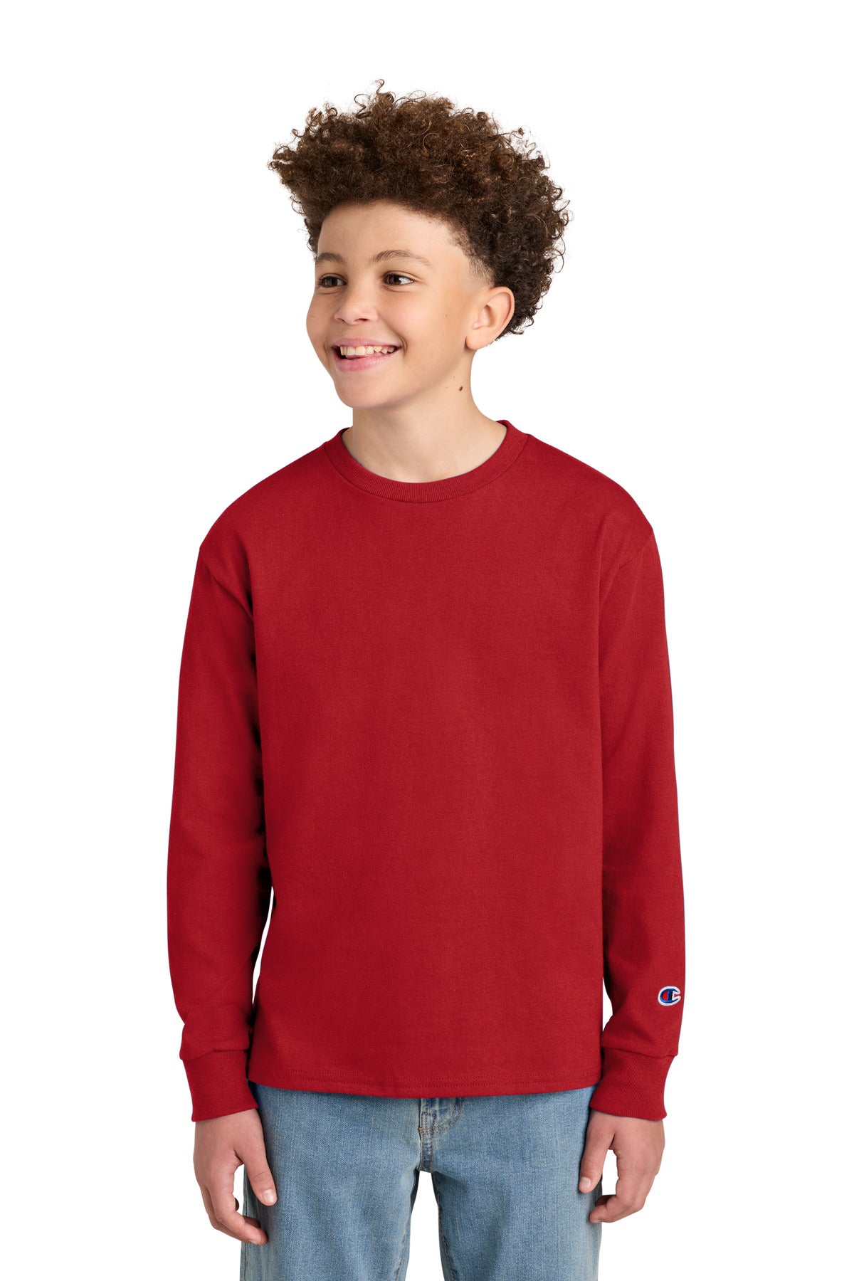 Champion Youth Jersey Long Sleeve Tee CH1751 Red