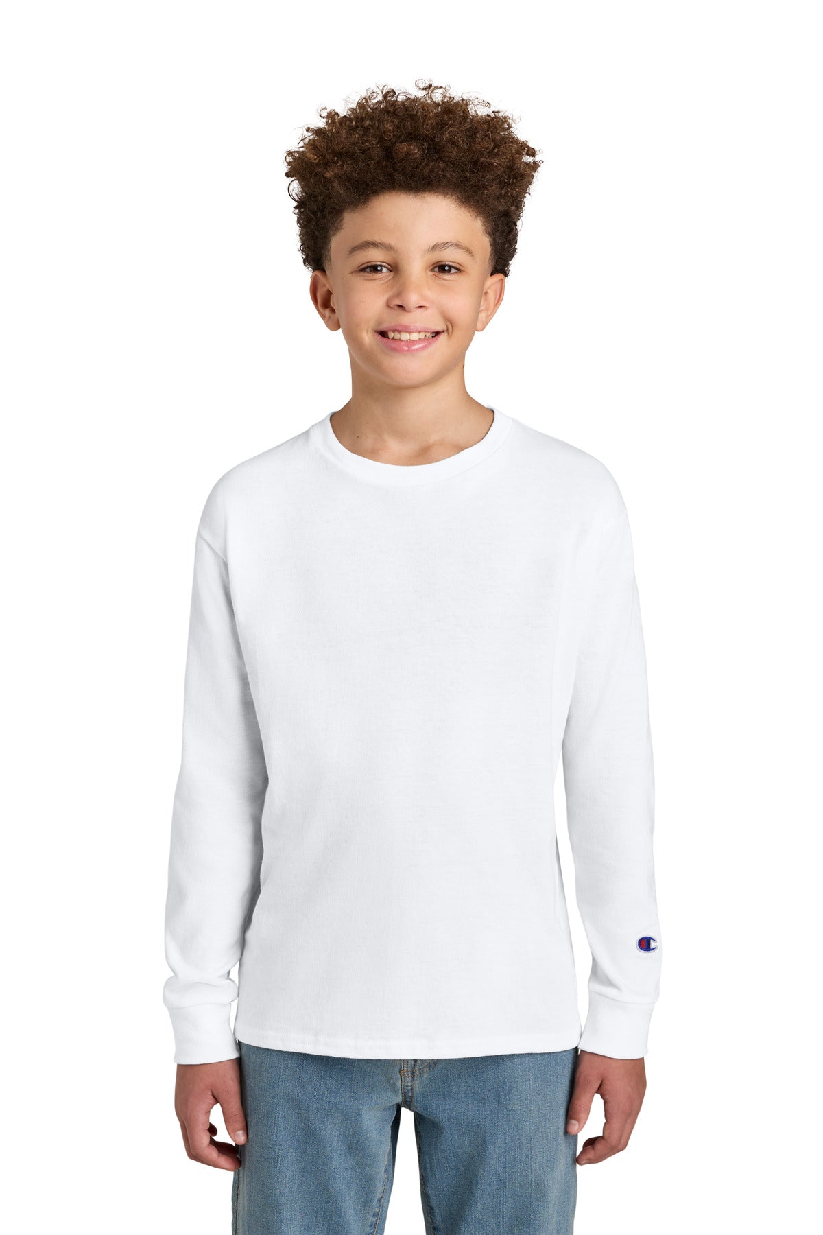 Champion Youth Jersey Long Sleeve Tee CH1751 White