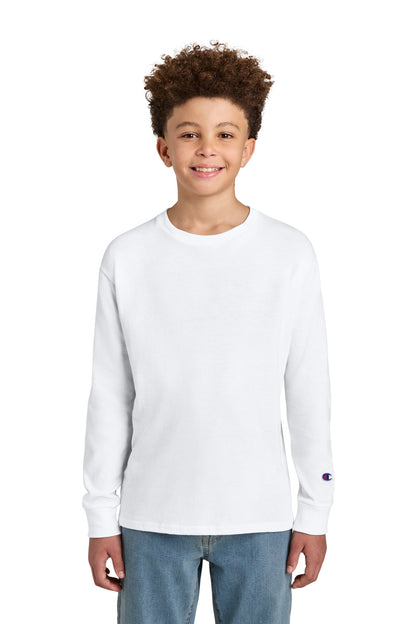 Champion Youth Jersey Long Sleeve Tee CH1751 White