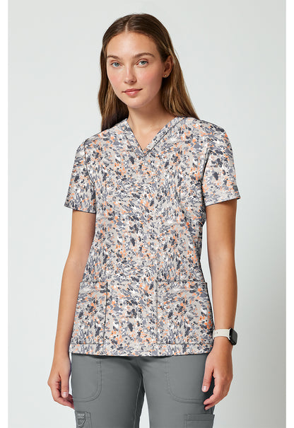 Achieve CK00010 Women's 2 Pocket Print Scrub Top Softest Skin
