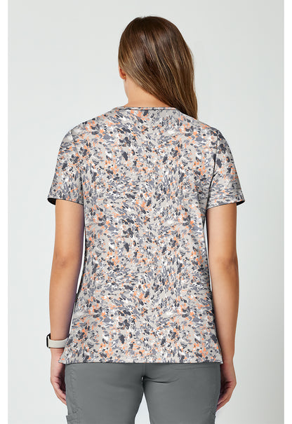 Achieve CK00010 Women's 2 Pocket Print Scrub Top Softest Skin