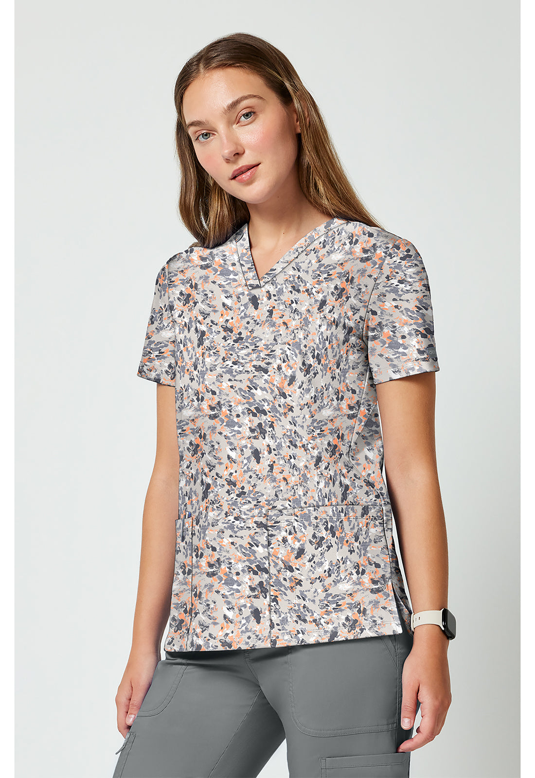 Achieve CK00010 Women's 2 Pocket Print Scrub Top Softest Skin