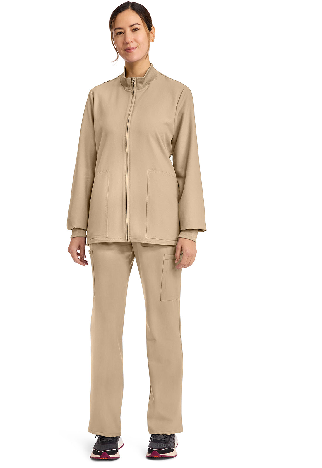 Workwear Originals Ultra CK00013A Women's Zip Up Scrub Jacket Khaki