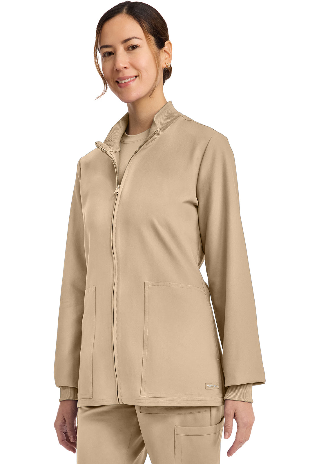 Workwear Originals Ultra CK00013A Women's Zip Up Scrub Jacket Khaki