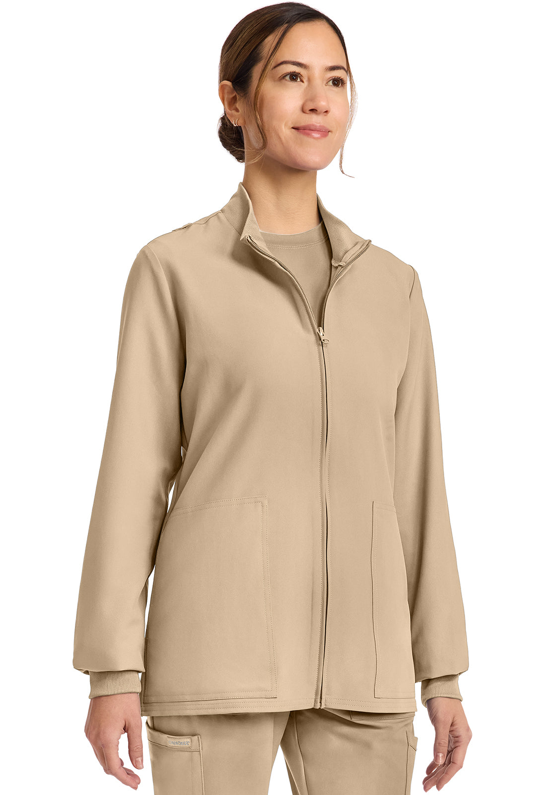 Workwear Originals Ultra CK00013A Women's Zip Up Scrub Jacket Khaki