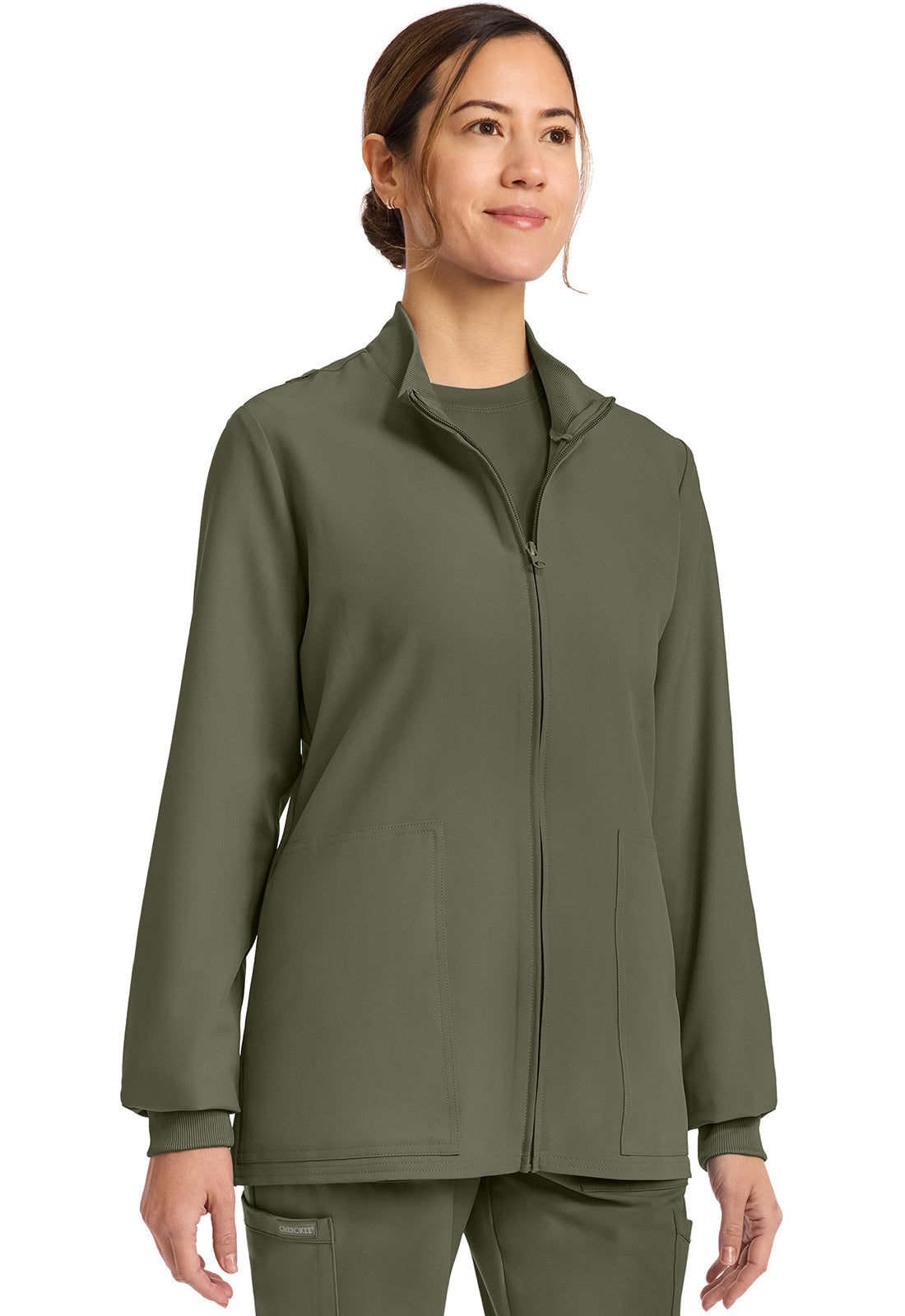 Workwear Originals Ultra CK00013A Women's Zip Up Scrub Jacket Olive