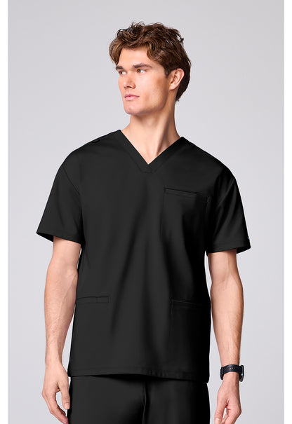 Achieve CK00037 Men's 3 Pocket V-neck Scrub Top Black