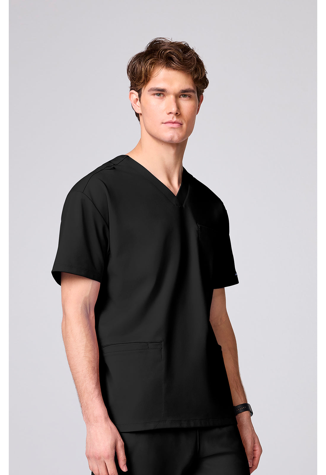 Achieve CK00037 Men's 3 Pocket V-neck Scrub Top Black
