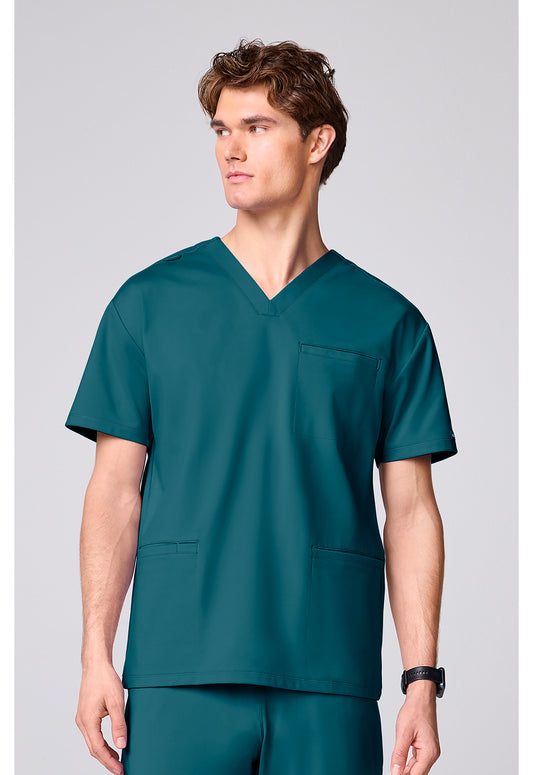 Achieve CK00037 Men's 3 Pocket V-neck Scrub Top Caribbean Blue